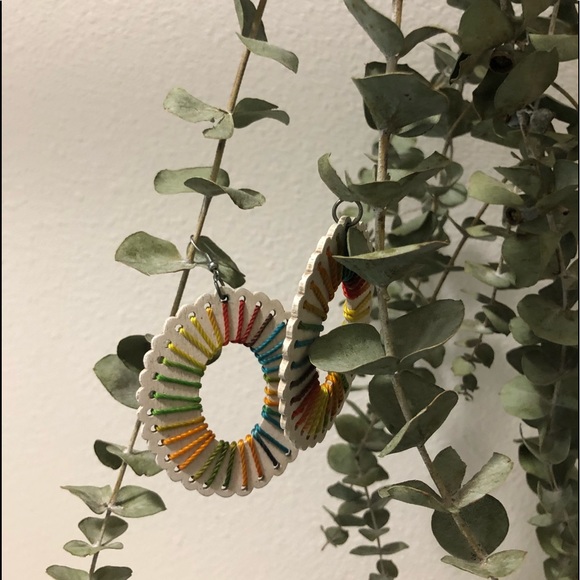 Handmade Wooden Rainbow Earrings - Picture 1 of 5